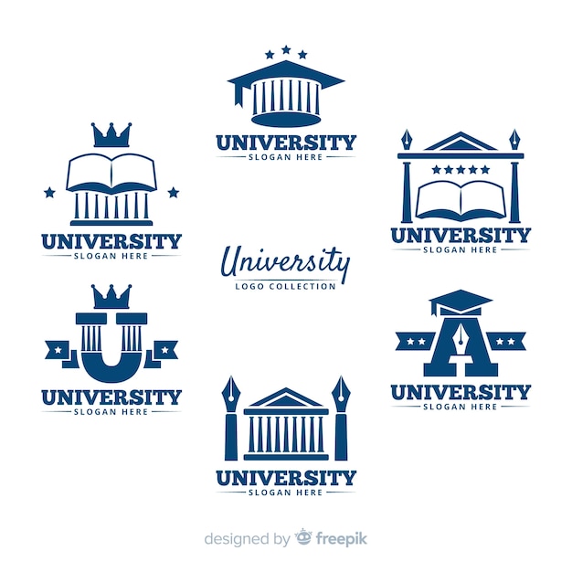 Vector collection of flat university logos