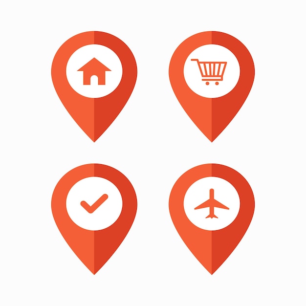 Vector collection of flat vector pin location icons