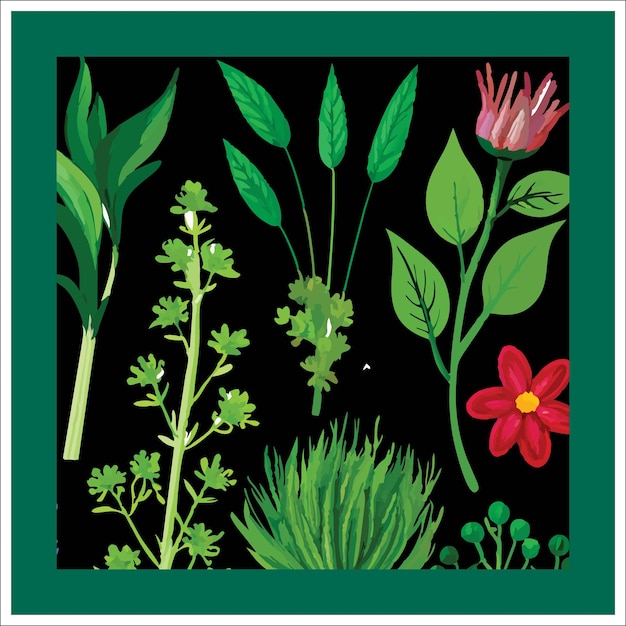 collection of floral and botanical elements vector set of leaf foliage wildflowers plants bloom
