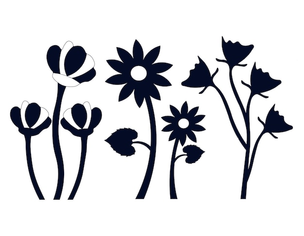 Collection of Flower silhouettes Vector