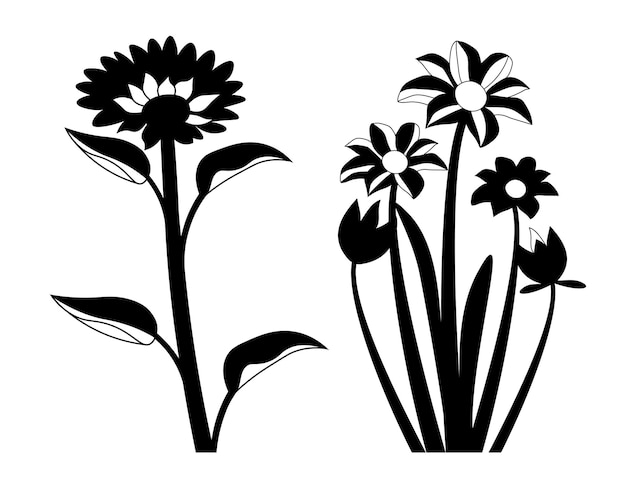 Collection of Flower silhouettes Vector