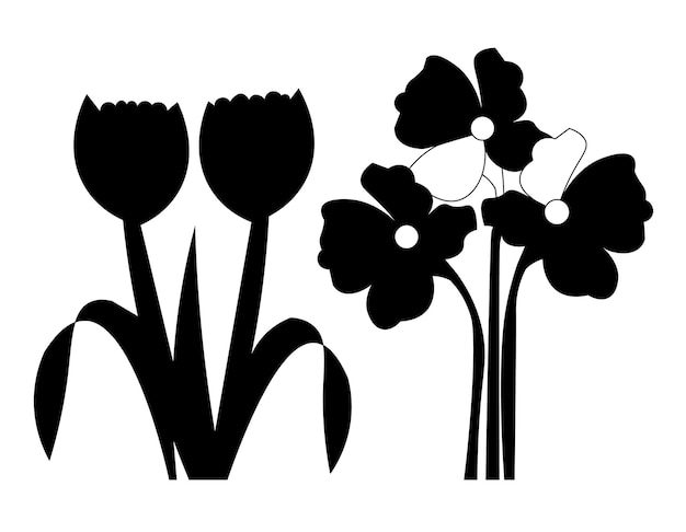 Collection of Flower silhouettes Vector