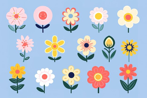 Vector a collection of flowers including one that has the word quot spring quot on it