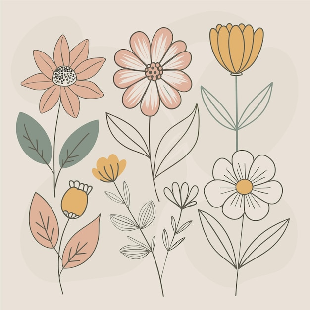 Vector a collection of flowers including one with the other