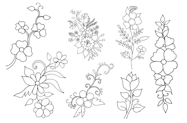 A collection of flowers and leaves