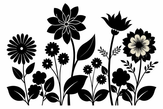 Vector a collection of flowers with different colors and shapes