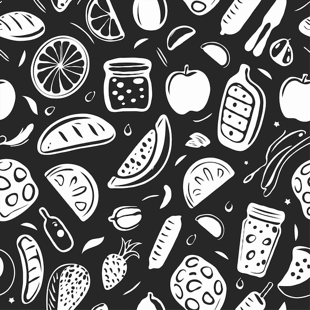 Vector collection of food patttern in graffiti style