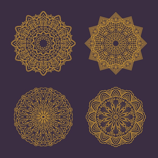 Collection of four intricate mandalas