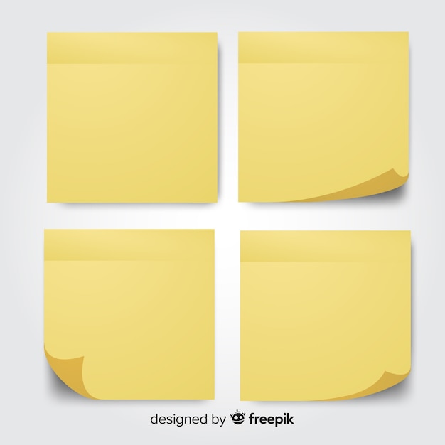 Collection of four post notes in realistic style