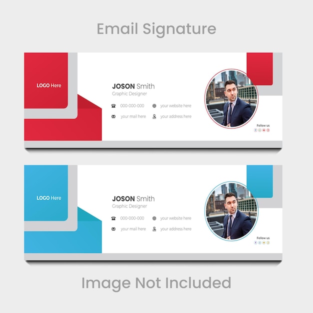 Collection of free flat style vector email signatures