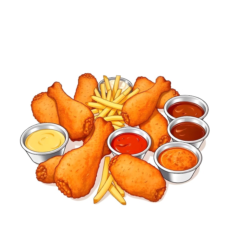 Vector a collection of fried chicken and french fries vector illustration