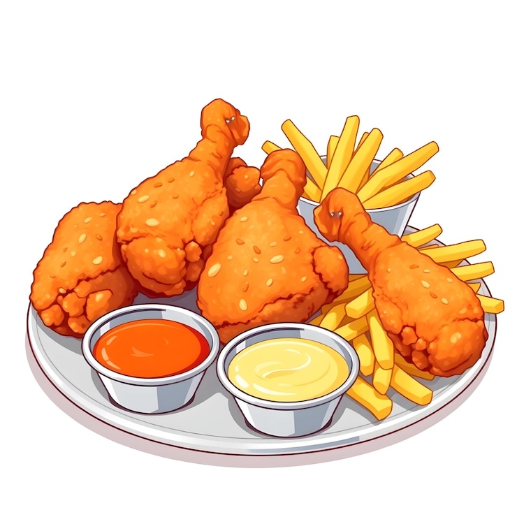 Vector a collection of fried chicken and french fries vector illustration