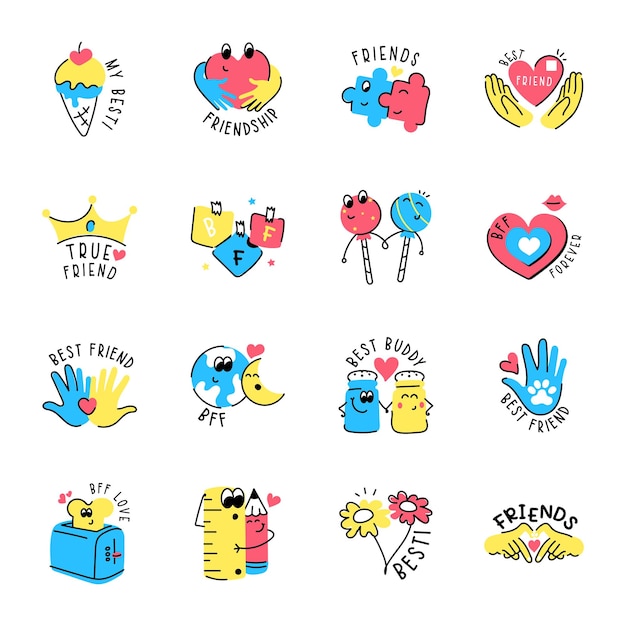 Collection of Friendship Flat Stickers