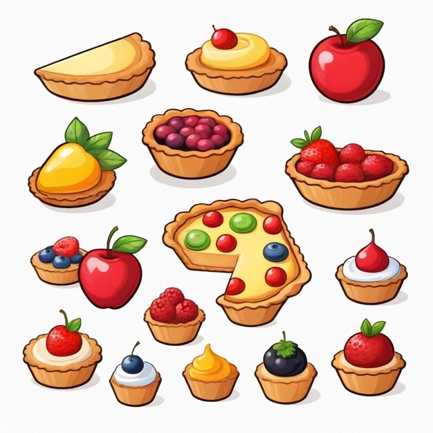 Vector a collection of fruit and veggies including a fruit bowl