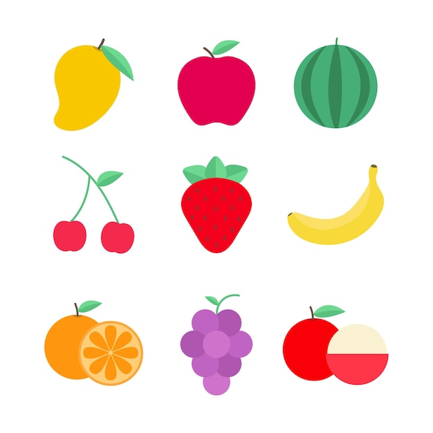 Vector collection of fruits in flat design style