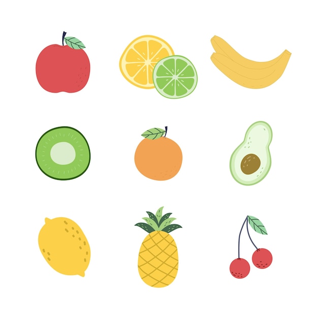 A collection of fruits including one that says " fruit ".