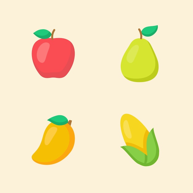 collection of Fruits isolated on beige