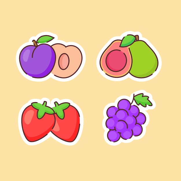 Collection of fruits isolated on beige