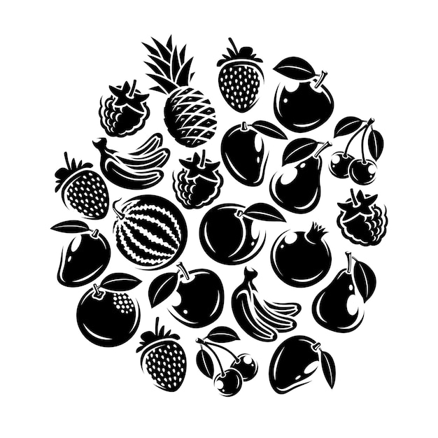 Collection of fruits set Vector illustration