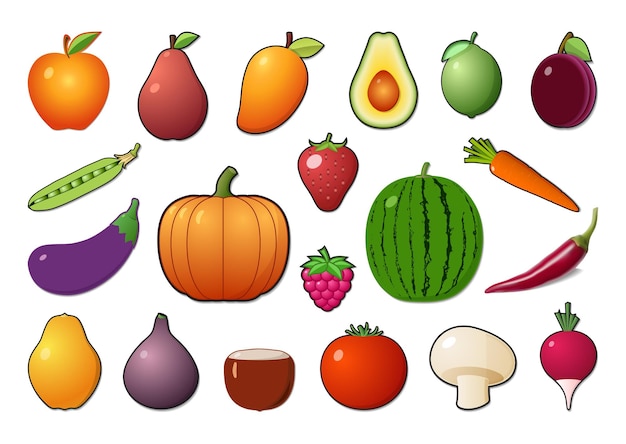 Vector collection of fruits and vegetables