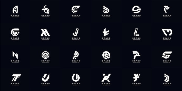Коллекция полный набор абстрактных букв a - z дизайн шаблона логотипа монограммы