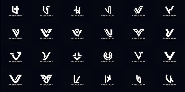 Vector collection full set abstract letter v monogram logo design