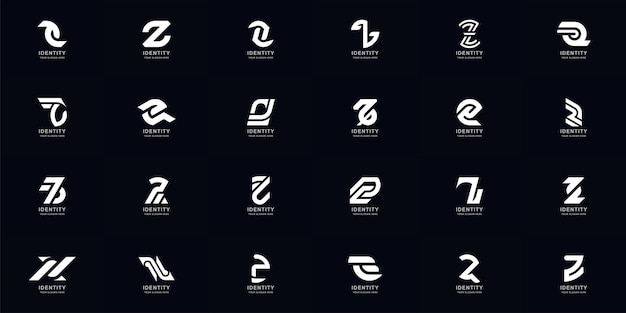 Коллекция полный набор абстрактных буква z вензель дизайн логотипа