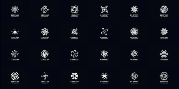 Коллекция полного набора абстрактного орнамента или цветочного логотипа шаблона дизайна