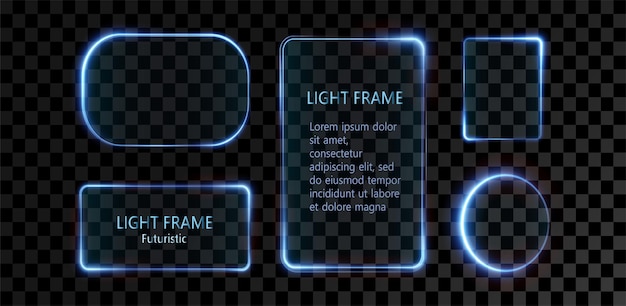 Collection of futuristic hud light blue frame HUD PNG Technological background frame glass blue