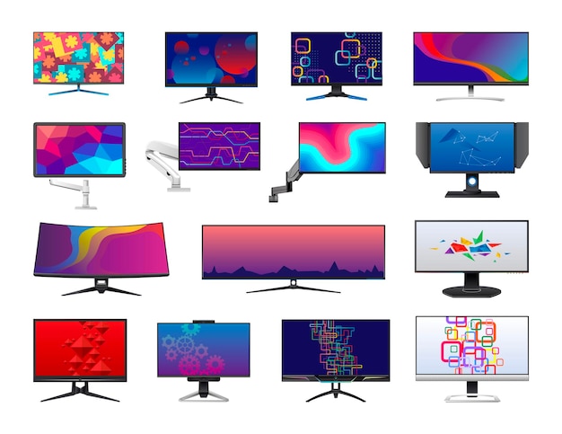 Vector collection of gaming monitors