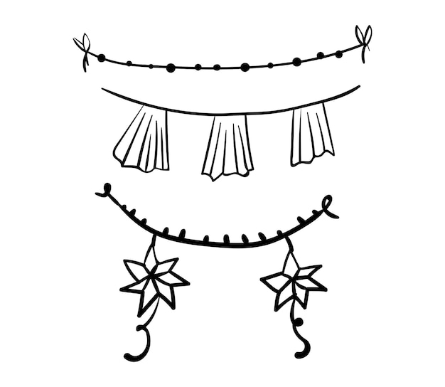 Collection of Garlands in Hand Drawing Style