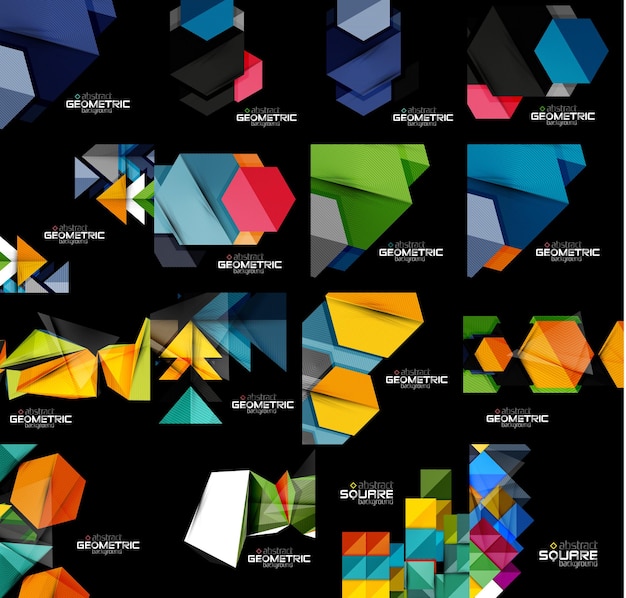 Collection of geometric banners