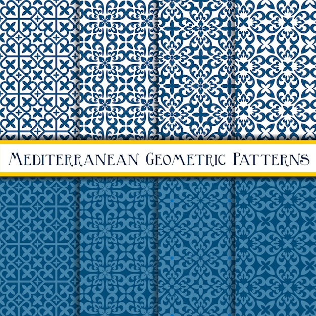 Collection of geometric mediterranean seamless pattern