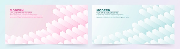 Collection of geometric pink and blue banner.