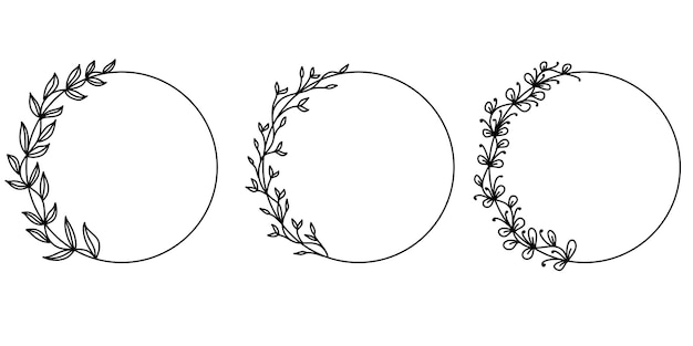 Vector collection of geometric vector floral frames borders decorated with hand drawn delicate flowers