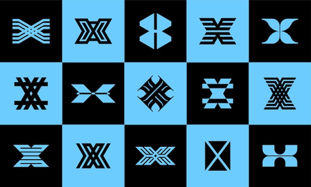 Vettore collezione di geometria linea lettera x logo icona design