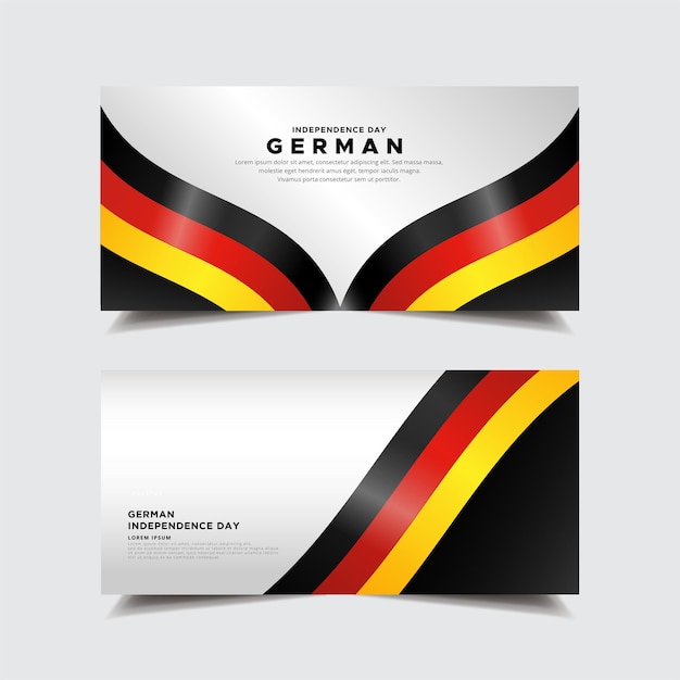 Collection of german independence day design banner German independence day with wavy flag vector