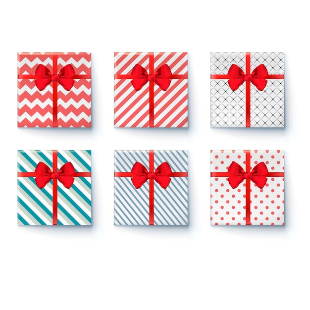 Vector collection of gift box with bow