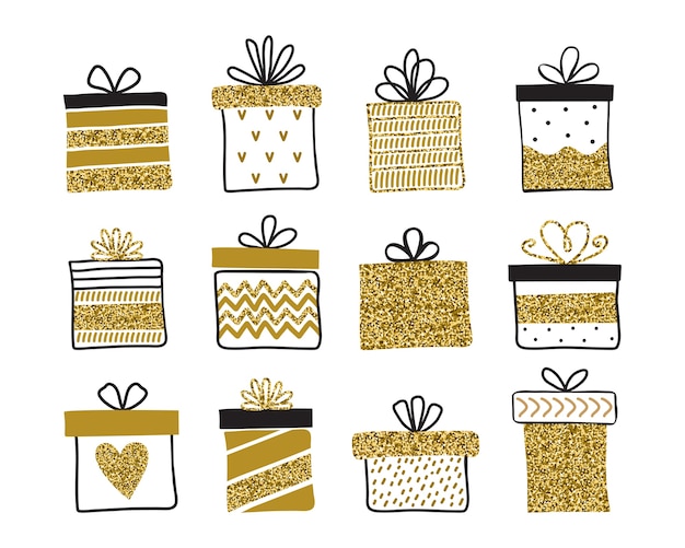 Vector collection of gift boxes isolated on white