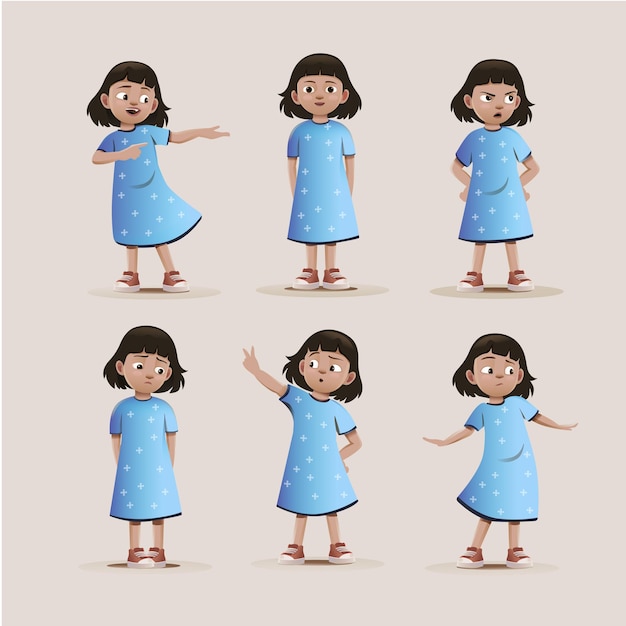 Vector collection of girls character design mascot set vector