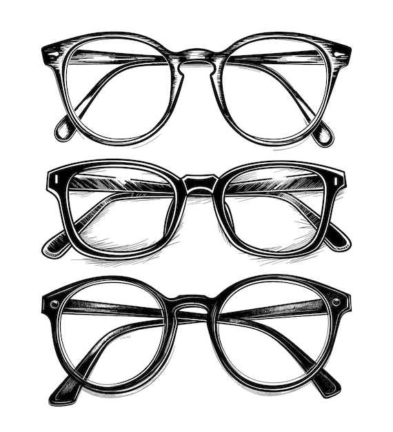 Vector collection of glasses and sunglasses hand drawn