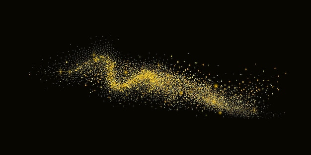 Vector collection of glittering stars with golden shimmering swirls shiny glitter design magical motion