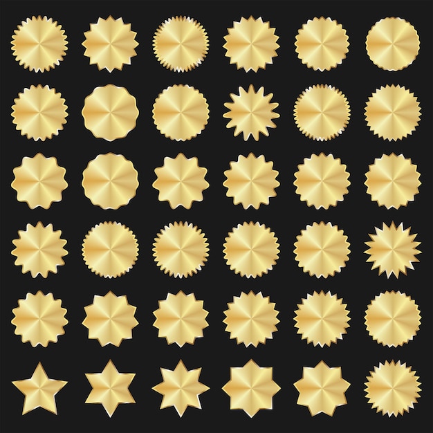 Collection of gold badges and labels vector illustration