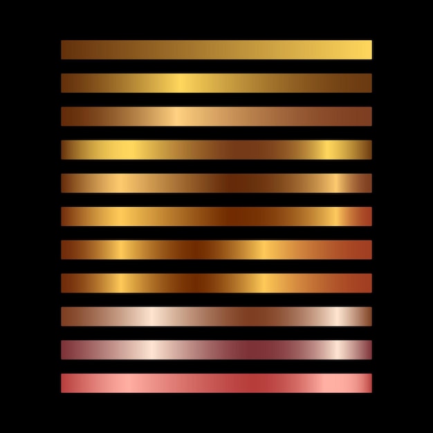 Una collezione di gradienti metallici dorati e consistenza di foglio d'oro