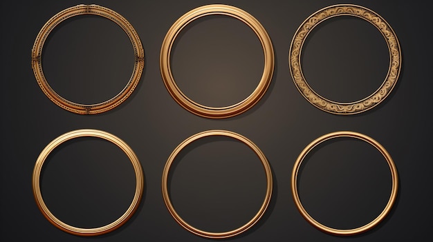 Vettore una collezione di cerchi d'oro con un cerchio d'oro