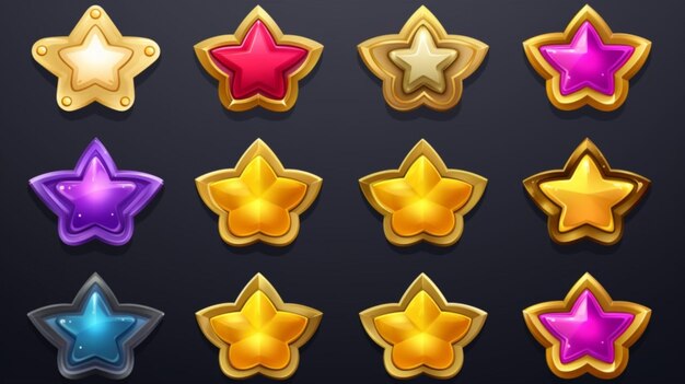 Vector a collection of gold stars with a black background