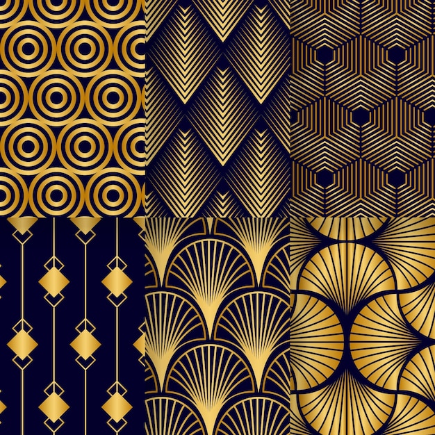 Collection of golden art deco patterns