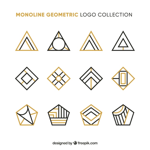 Vettore collezione di logo geometrico dorato