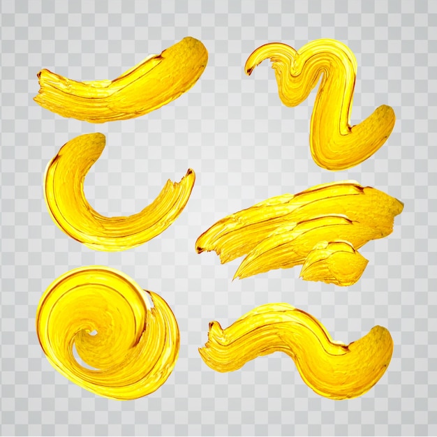 Vector collection of golden paint strokes