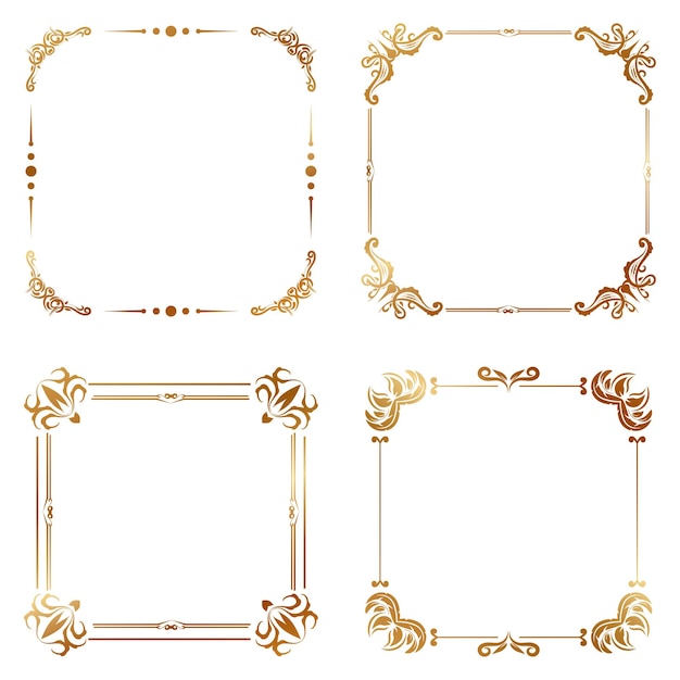 Collection of golden vintage floral decoration frame Vector illustration